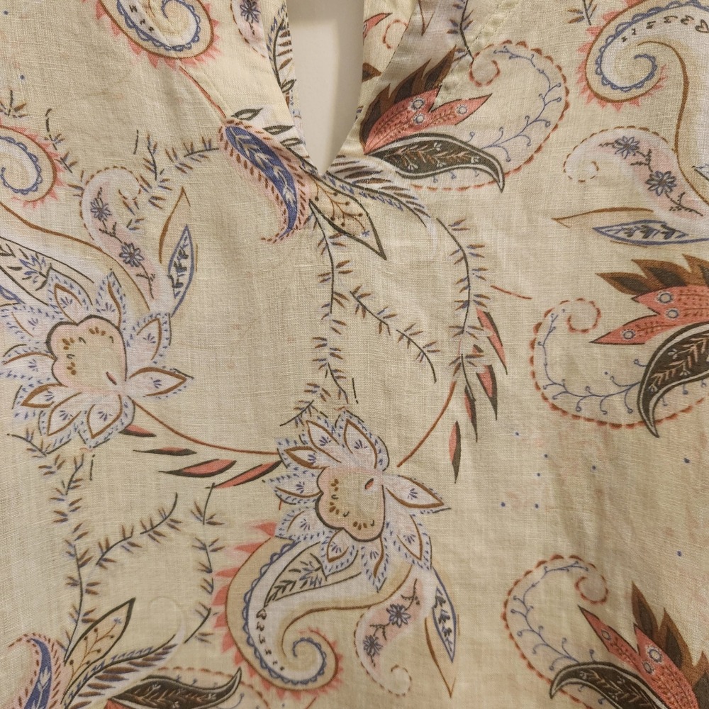 J. Jill 100% Linen Paisley Floral Blouse - Picture 3 of 10